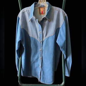 Denim West Vintage Western Style Button Down Shirt Size Medium